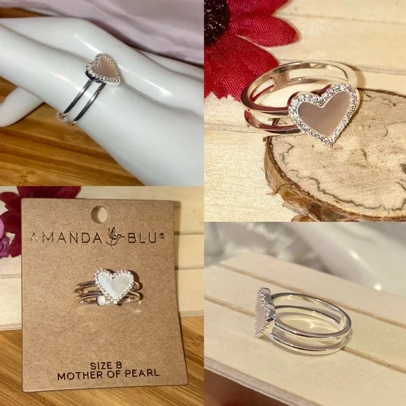 Amanda Blu Genuine Mother Of Pearl Heart Ring - Picture 5 of 5